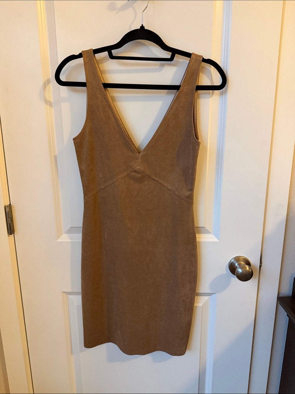 Wilfred Tan Suede V-Neck Mini Dress